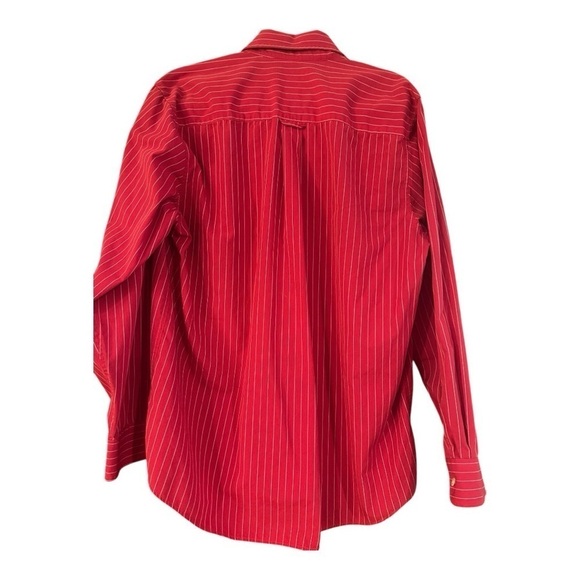 Antigua Red Striped Casual Button Down Shirt - Picture 3 of 12